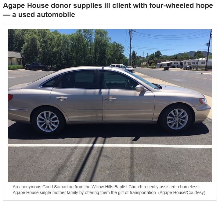 Good Samaritan Donates Car to Agape House Resident