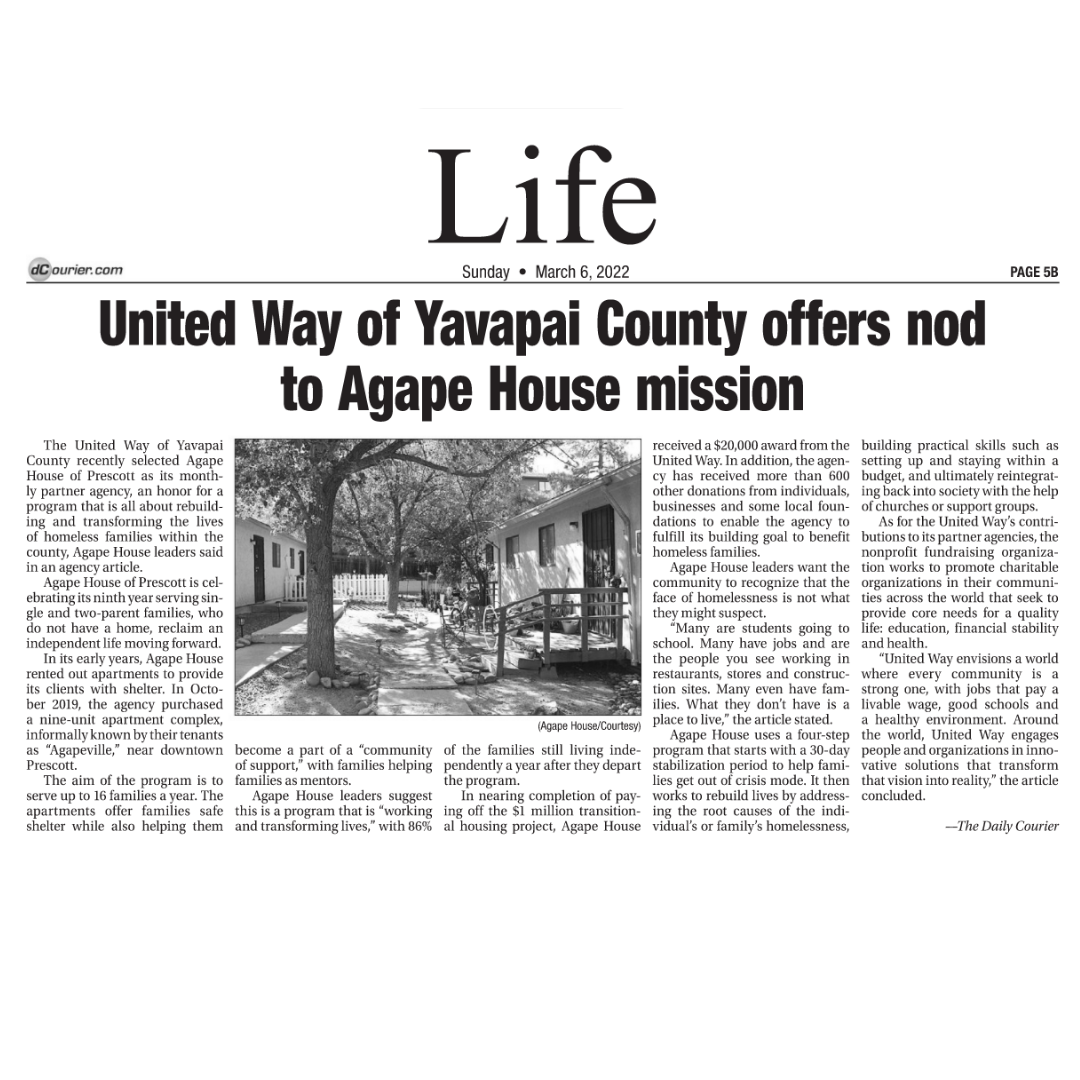 United Way Supports Agape House