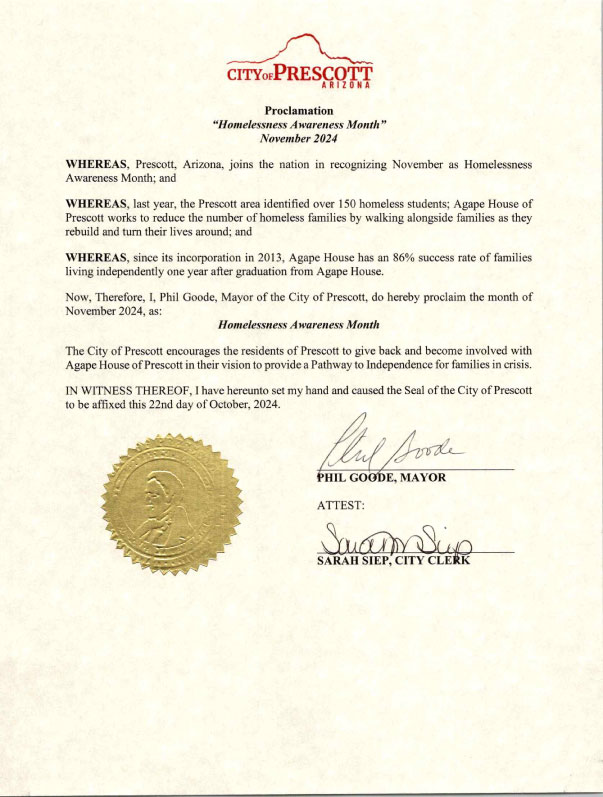 city of prescott homeless awareness month